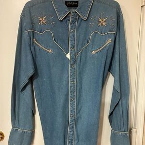 Men's Blue Western Denim Snap Shirt